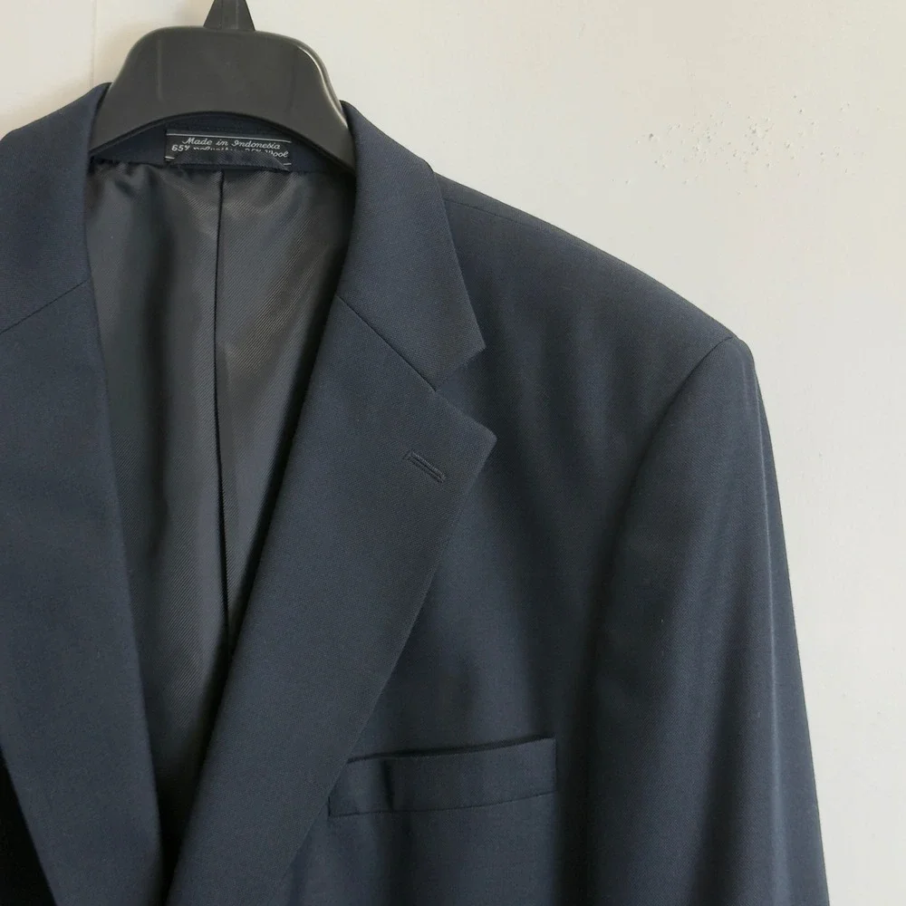 Bert Pulitzer Mens 48L Navy Blue Wool Blend Two Button Blazer Sport Coat